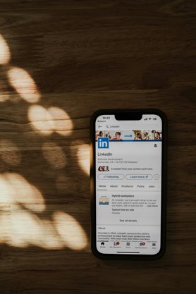 A smartphone with the LinkedIn app open.